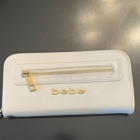 bebe Handbags - Bebe Ivory Wallet with Gold Details